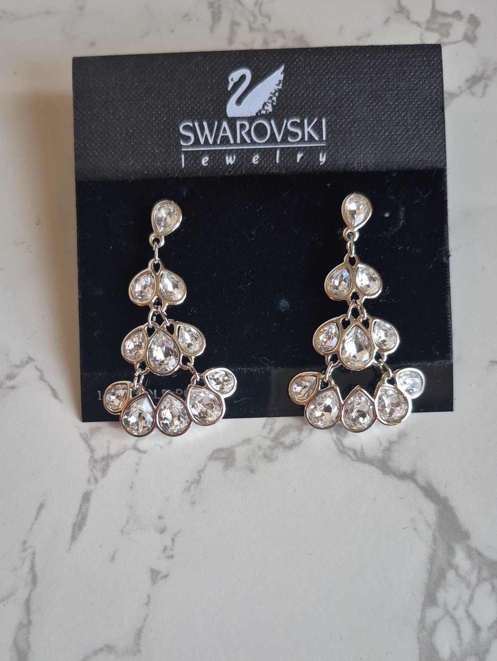 Swarovski Silver Clear Crystal Drop Chandelier Earrings